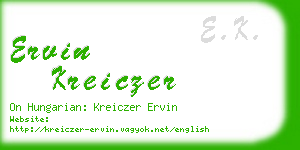 ervin kreiczer business card